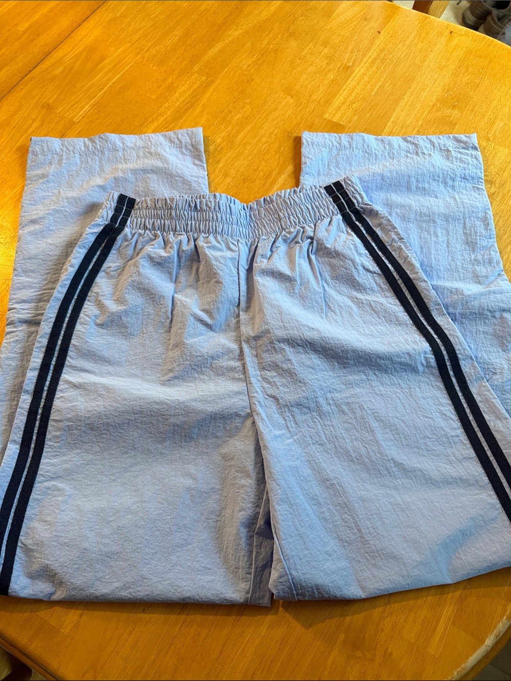 No Boundaries Light Blue track pants with Navy Side Stripes